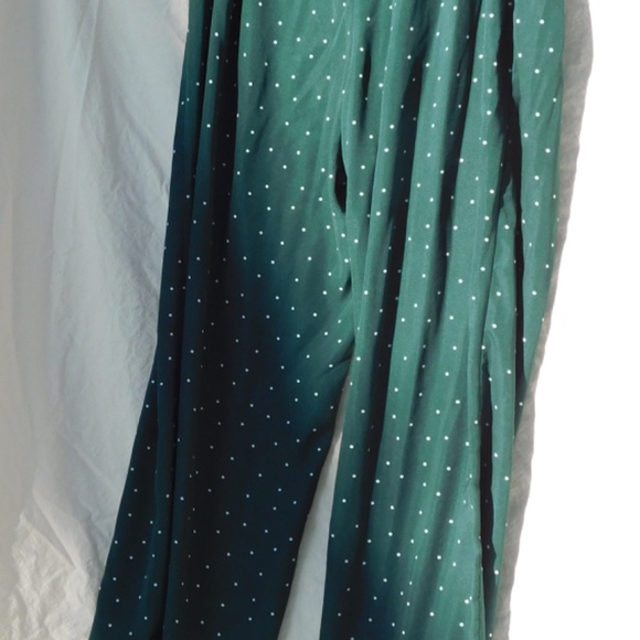 Blu Pepper pants women S, forest green/white polka dots, elastic pullon paperbag - Picture 3 of 13